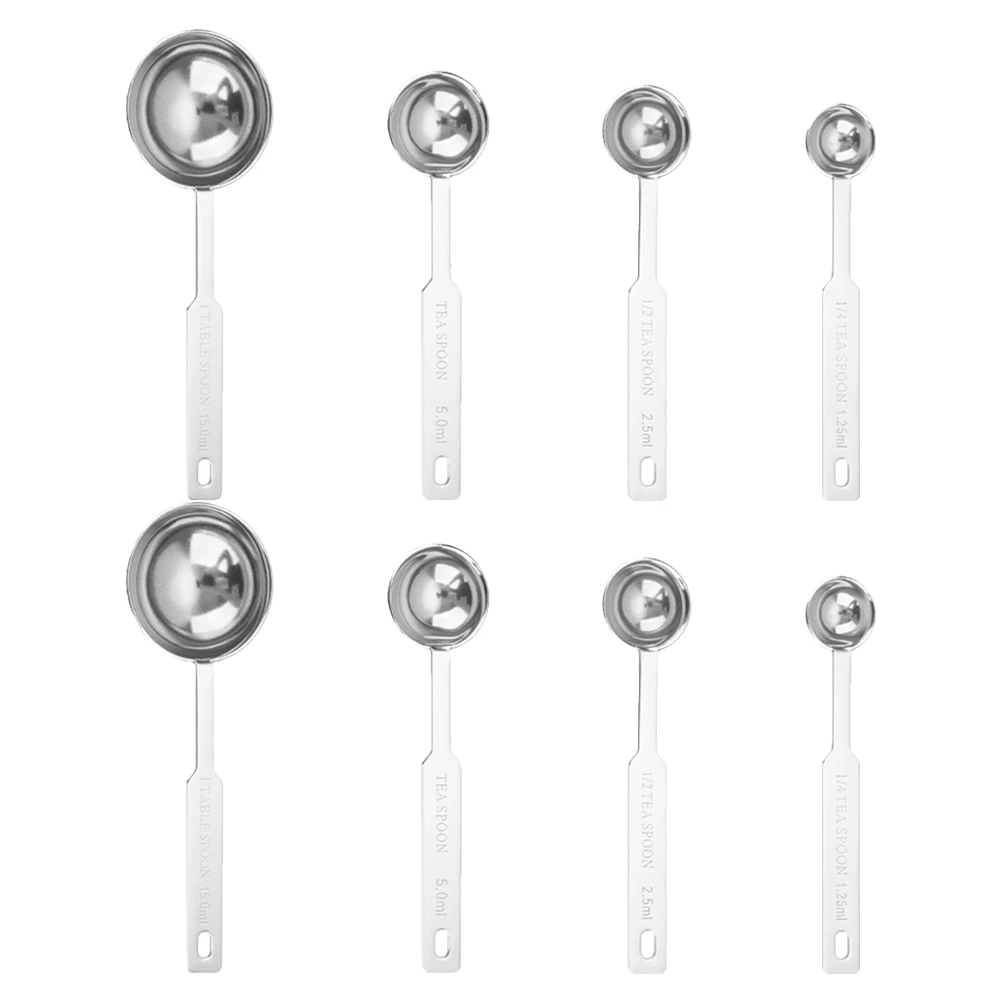 

8Pcs Stainless Steel Measuring Spoon Set Kitchen Baking Tools Metal Seasoning Spoons Cooking Accessories