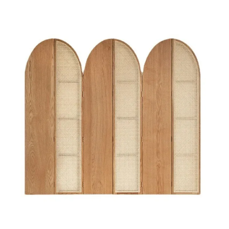 

Block the living room solid wood folding screen rattan hollow partition modern simple log folding seat screen