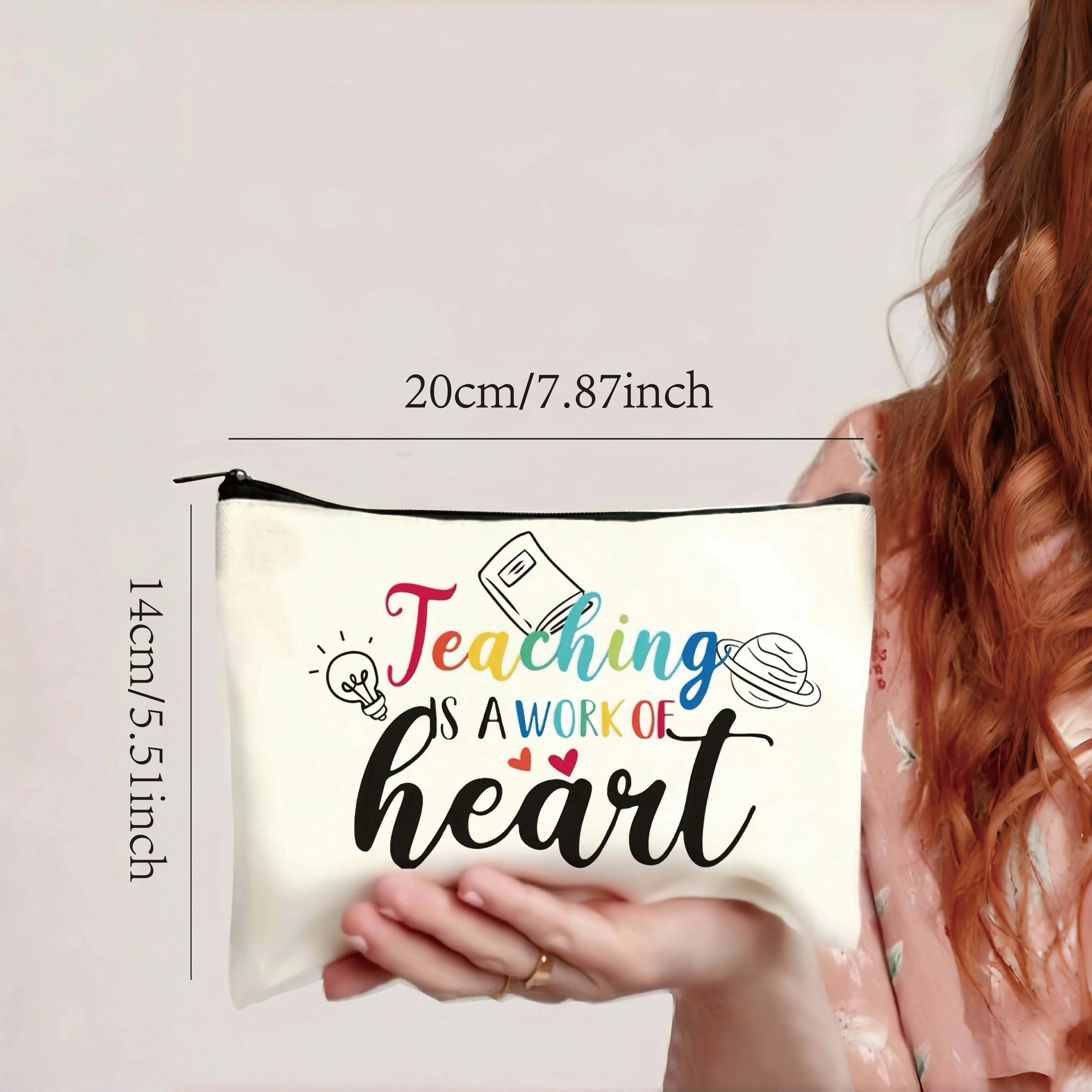 Teacher Themed Cosmetic Bag Colorful Fabric Pouch with Inspirational Quotes Ideal for Makeup Coins Stationery Travel Essentials