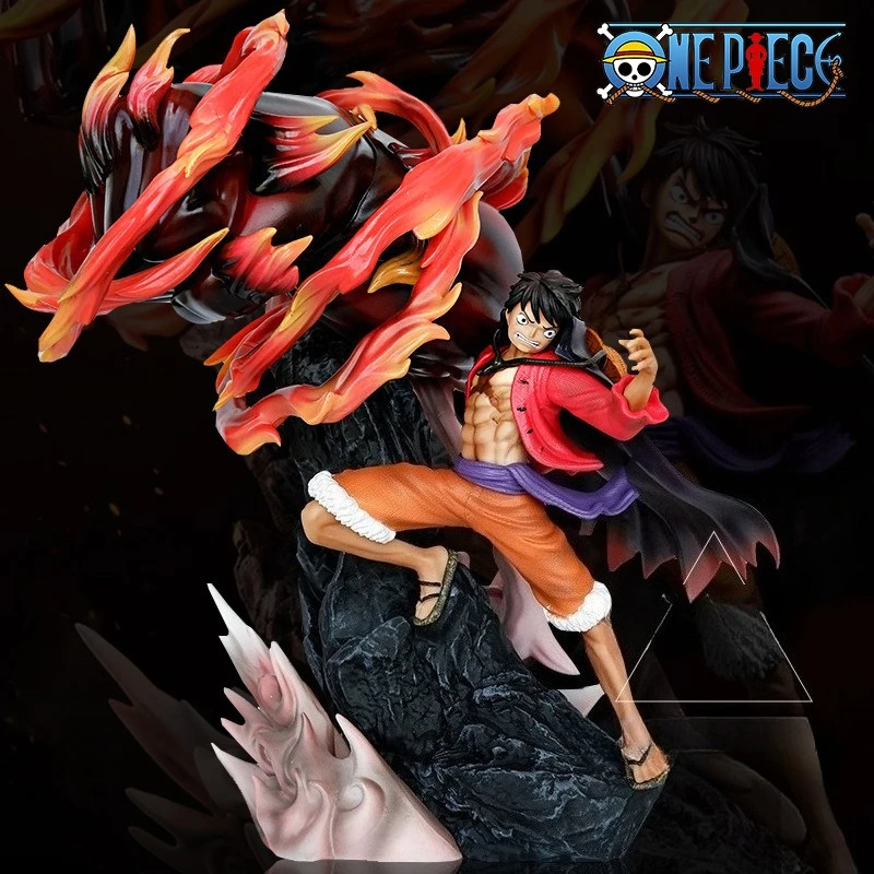 

One Piece Straw Hat Luffy GK Figure 29cm Static Onigashima Hellfire Anime Display Statue Collectible Model Desk Decor Fan Gift
