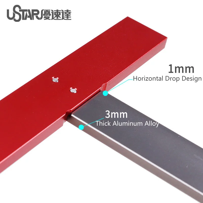 U-STAR UA-90042 Aluminum T-Square Ruler, Precision Right Angle Measuring Marking Tool for Model Making DIY Craft Accessories