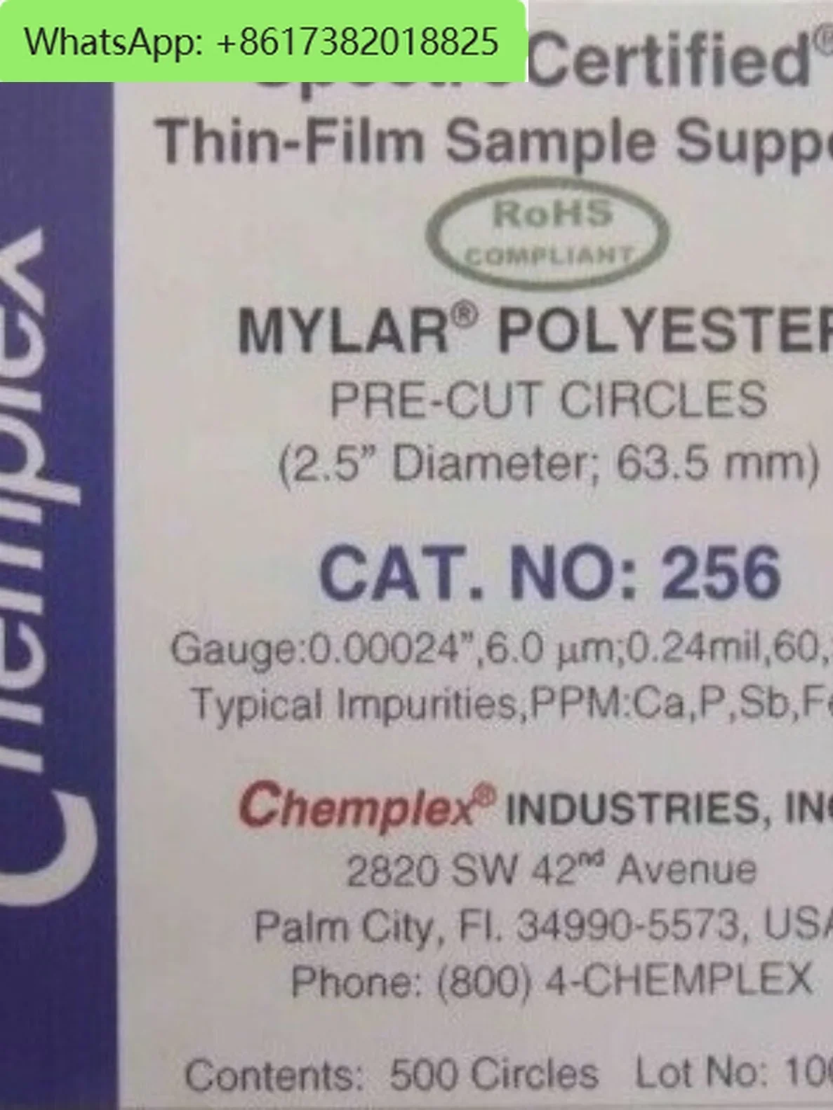 Original MYRA MEMBRANE 256 MYRA MEMBRANE ROHS TEST FILM EDXRF SAMPLE MEMBRANE