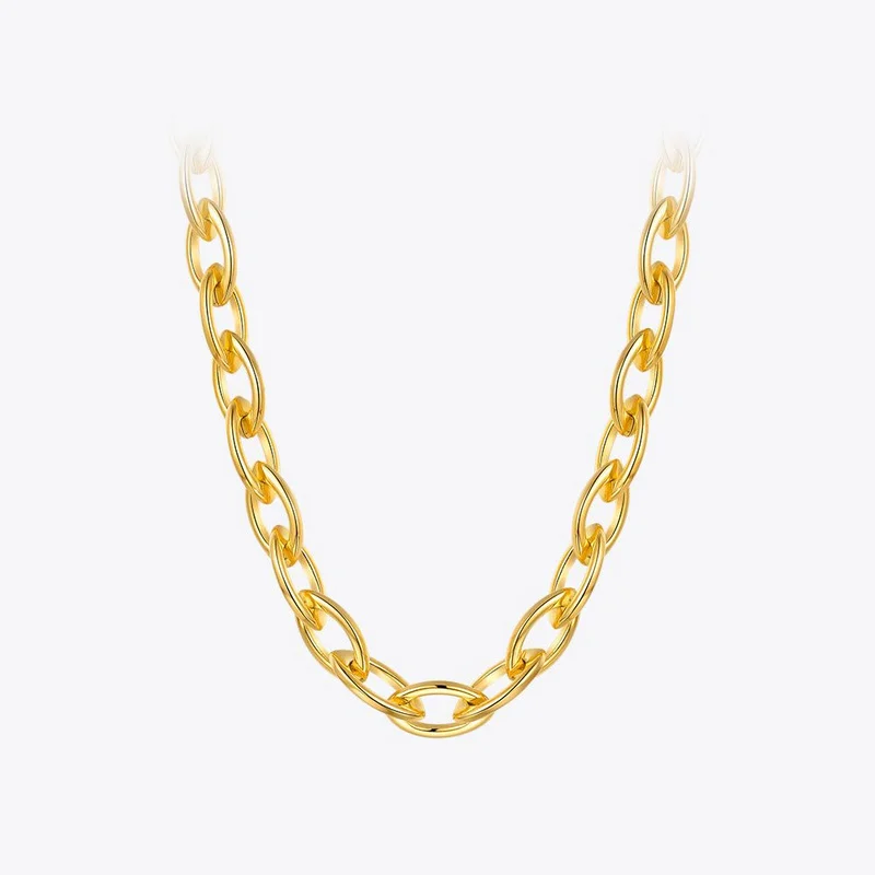 

Vintage Oval Chain Necklace For Women Gold Color Choker Necklaces Stainless Steel 2020 Fashion Jewelry Collier P203185