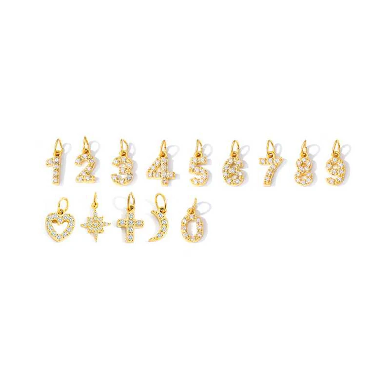CARLIDANA New Popular Zircon Heart Symbol Number Charms Stainless Steel 18K Gold Plated DIY Jewelry Pendant for Bracelet