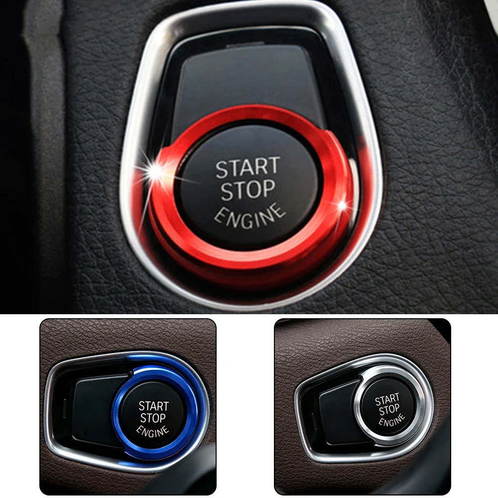 محرك السيارة بدء زر ملصقات مفتاح إشعال حلقة غطاء الكسوة لسيارات BMW 1 2 3 4 سلسلة X1 F48 F20 F21 F30 F32 F33 F34 F36 F45 F46
