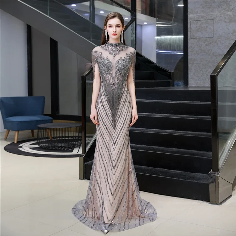 2024 evening dresses Elegant Heavy Beaded Tassels Evening Party Dress sexy crystals party gowns