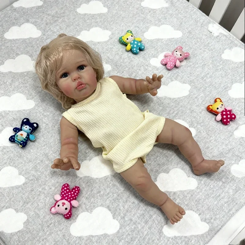 

60 см мягкая ткань для тела Элли, реалистичная кукла Reborn для малышей, укорененные вручную волосы, приятная кукла для маленьких девочек, подарки для детей