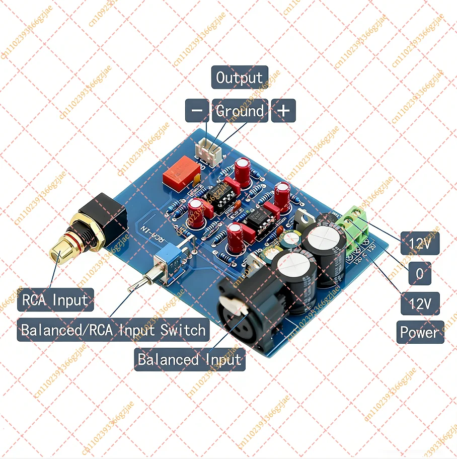 HiFi Diy Single Ended Input To Balanced Output Mono Board JRC5532 XLR Amp Board