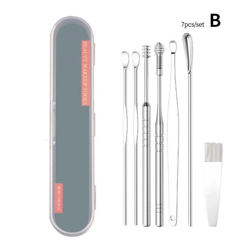 6/7/8Pcs Set Ear Wax Pickers Cleaning Stainless Steel Earpick Wax Remover Curette Ear Pick Cleaner Ear Cleaner Spoon Care Ear