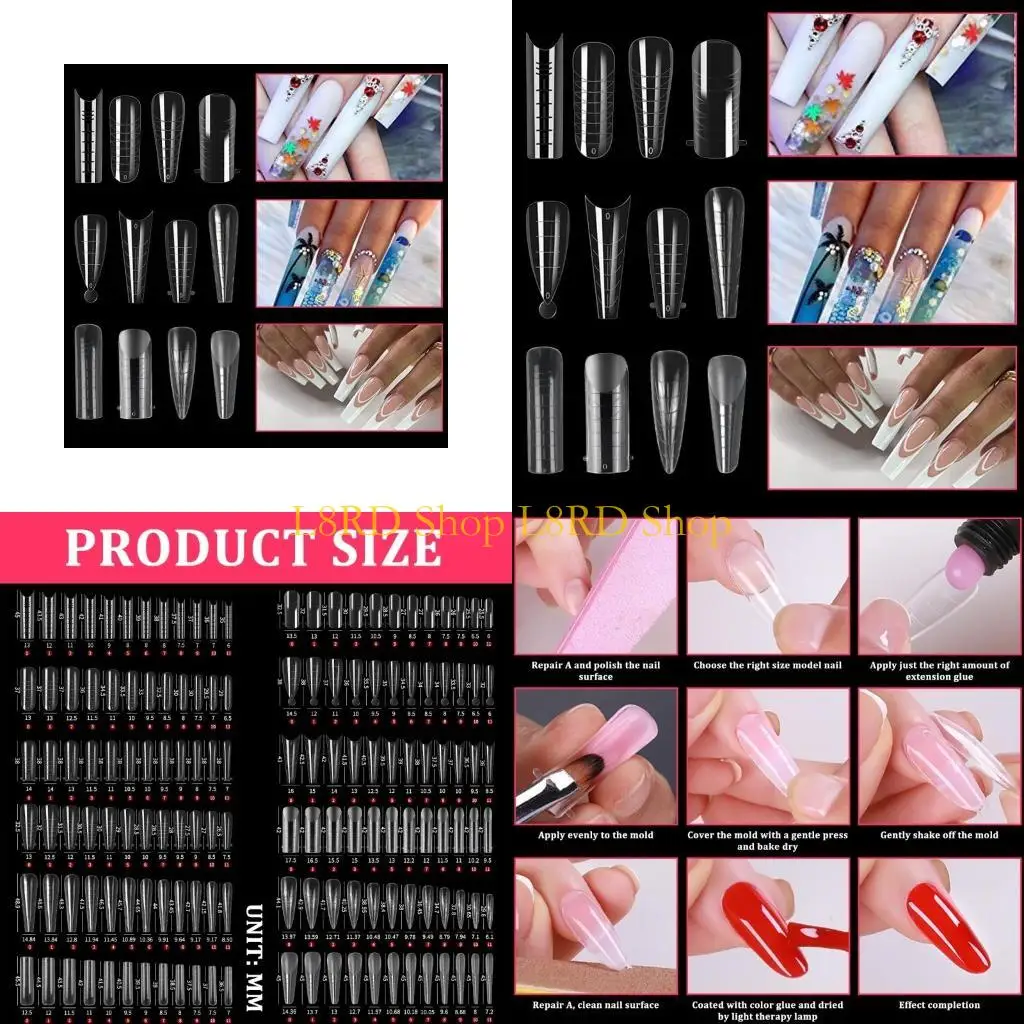 

L8RD 288 штук 12 типов форм ногтей Набор форм для ногтей Акриловые наращивание ногтей Советы