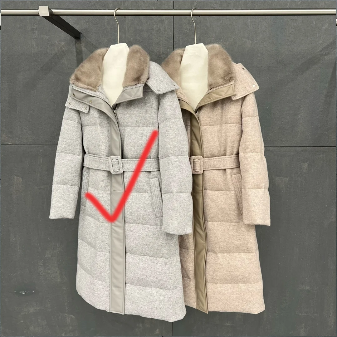 2026 Winter New Arrival High-Quality Fashionable Retro Style Classic Wool and Goose Down Long Coat M L XL