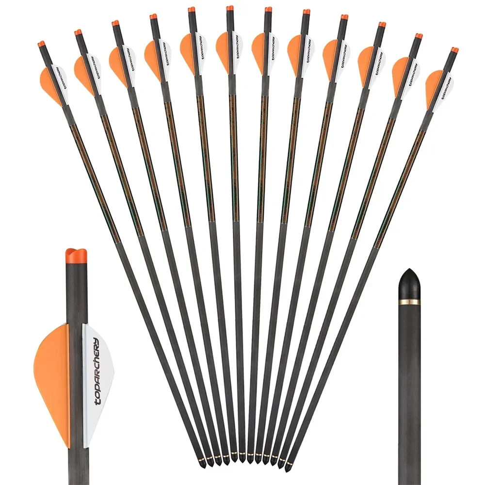 6/12pcs 20inch Pure Carbon Arrows with Threaded Arrow Tip High-quality Competitive Game Shooing Accessories