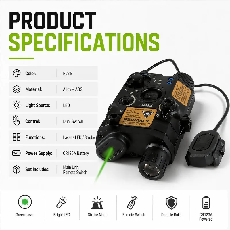 Premium Alloy Red‑Green Beam Position Marker and M300AM600C Flashlight Dual‑operation Set