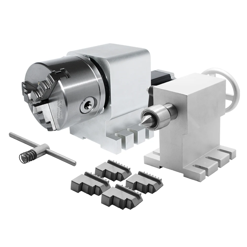 

K11 130MM CNC 4 Axis Rotary 130mm 3 Jaws Chuck 1:10 Rotary Axis 4th Axis Chuck Tailstock for CNC Router Milling Machine