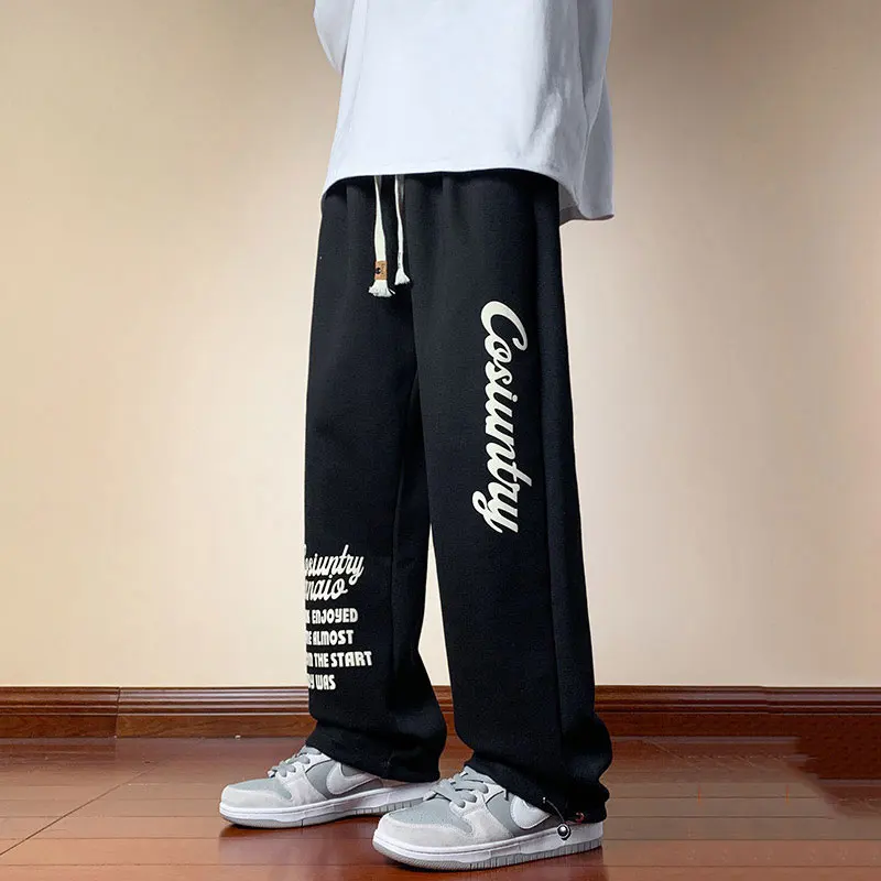 

Men's Trousers Summer Fashion Casual Printing Exquisite Outdoors Pants Solid Breathable Straight Drawstring Pants Streetwear