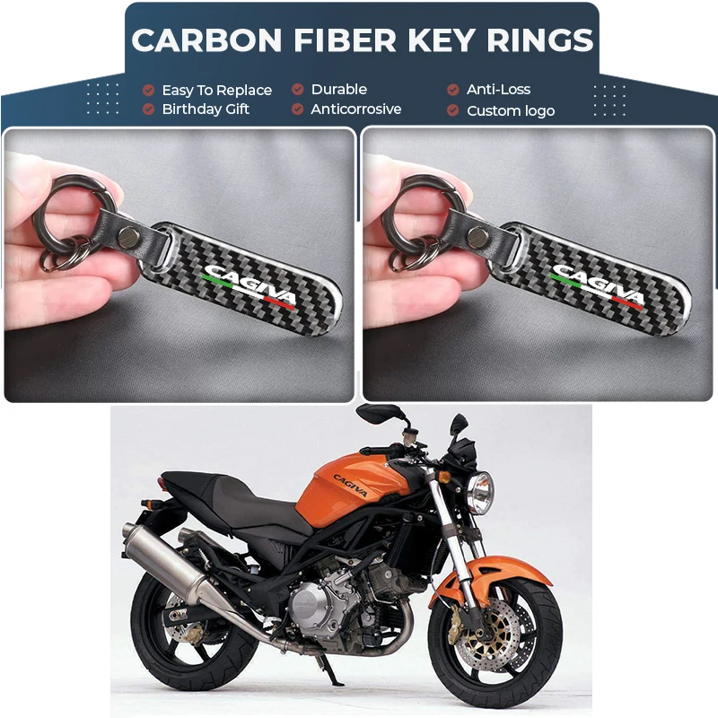 LLavero de motocicleta de fibra de carbono, llaveros de motocicleta para Cagiva Mito 125 Raptor 650 1000 Canyon 500 SP525 con logotipo de navegador