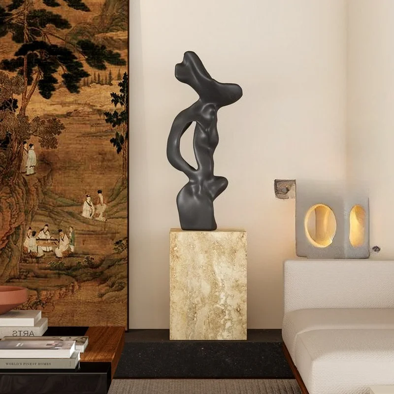 FRP Sculptures Creativity Abstraction Art Figurine Wabi-Sabi Simplicity Modern Sculptures Living Room Corridor Decoration Crafts