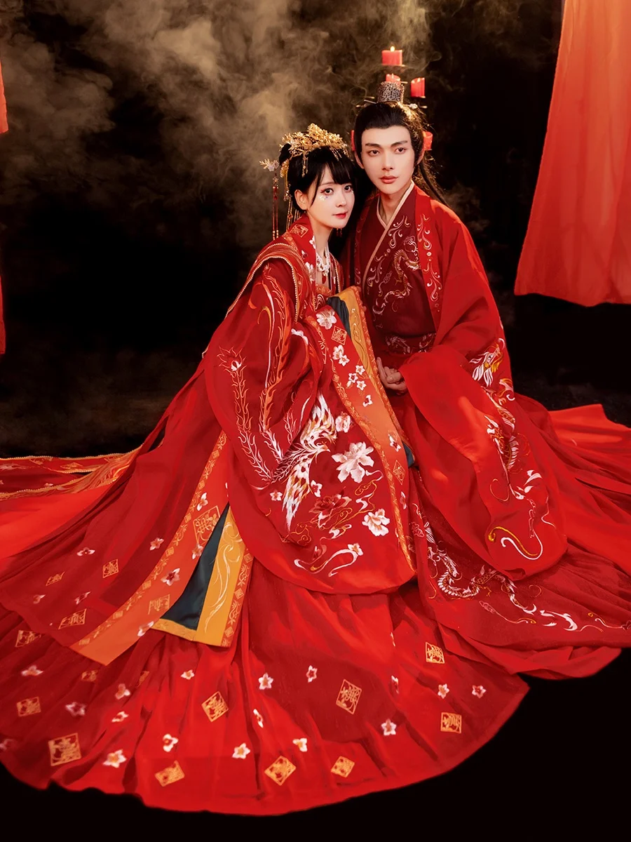 

Song Dynas Sle Wedding Dr Women's Hanfu with Train Flride Crown And Undergarment by Dry Fairy