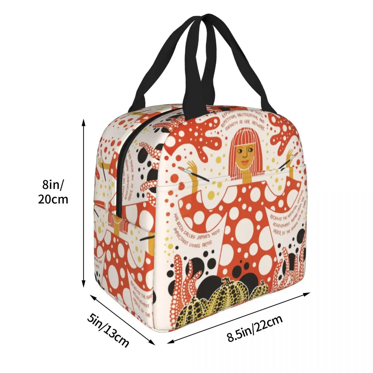 Yayoi Kusama Polka Insulated Lunch Bag Portable Pumpkin\'s Girl Lunch Container Thermal Bag Tote Lunch Box Work Travel Men Women