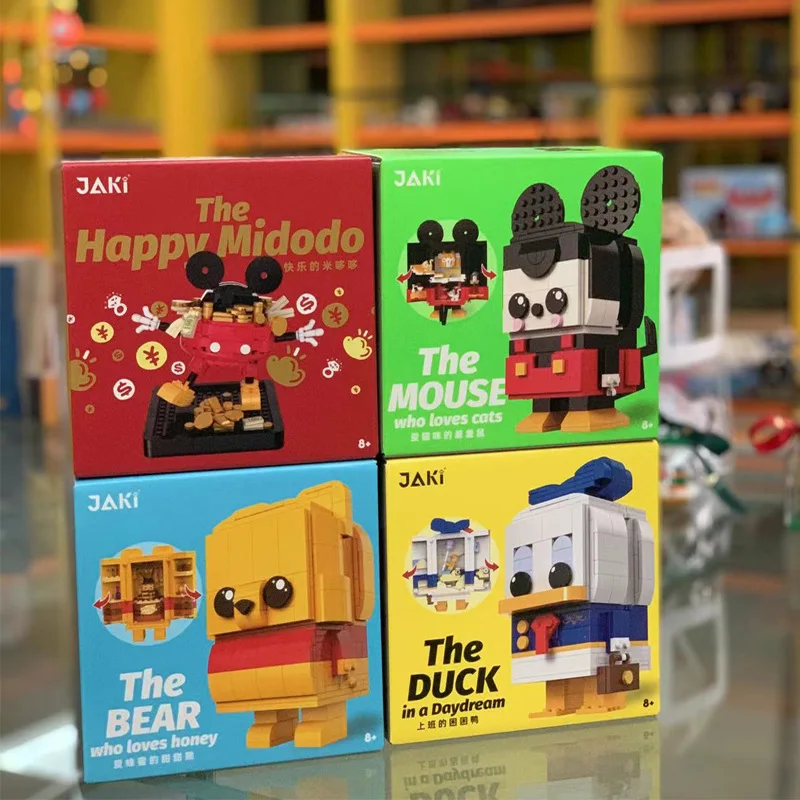 Disney Mickey Mouse Building Blocks Winnie The Pooh Donald Duck Model Kit Educational Compatible BrickHeadz Toys For Kids Gift