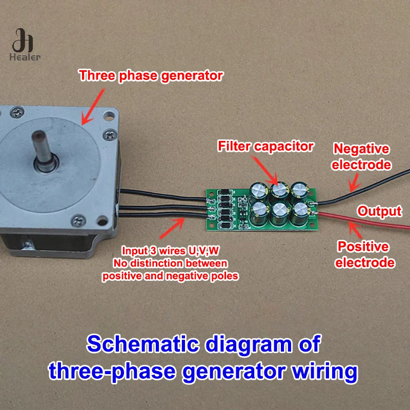 24V 3A Three-Phase Rectifier Bridge Small Generator Rectifier Board Brushless Brush DC Generator Filter Board Module