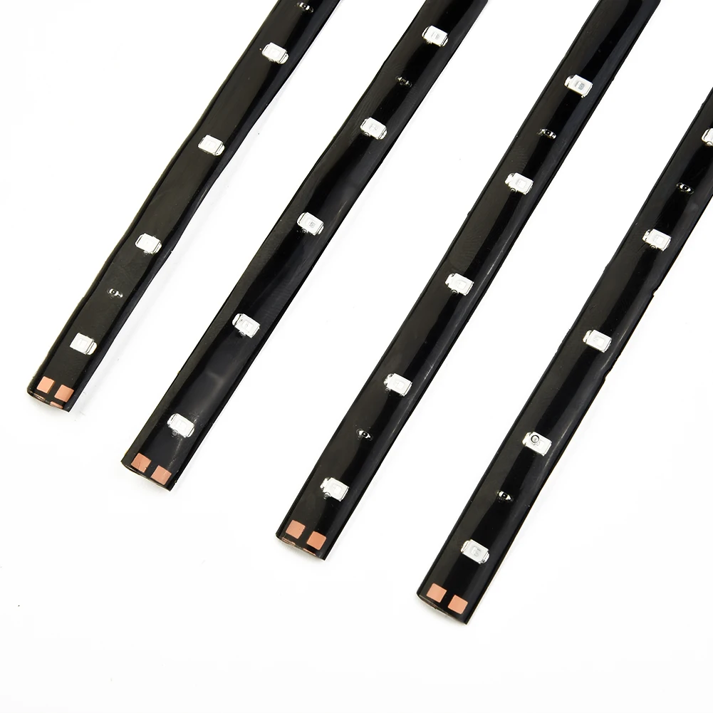 Lampu garis LED 30cm, 4 buah dekorasi eksterior mobil fleksibel lampu hijau kendaraan tahan air praktis