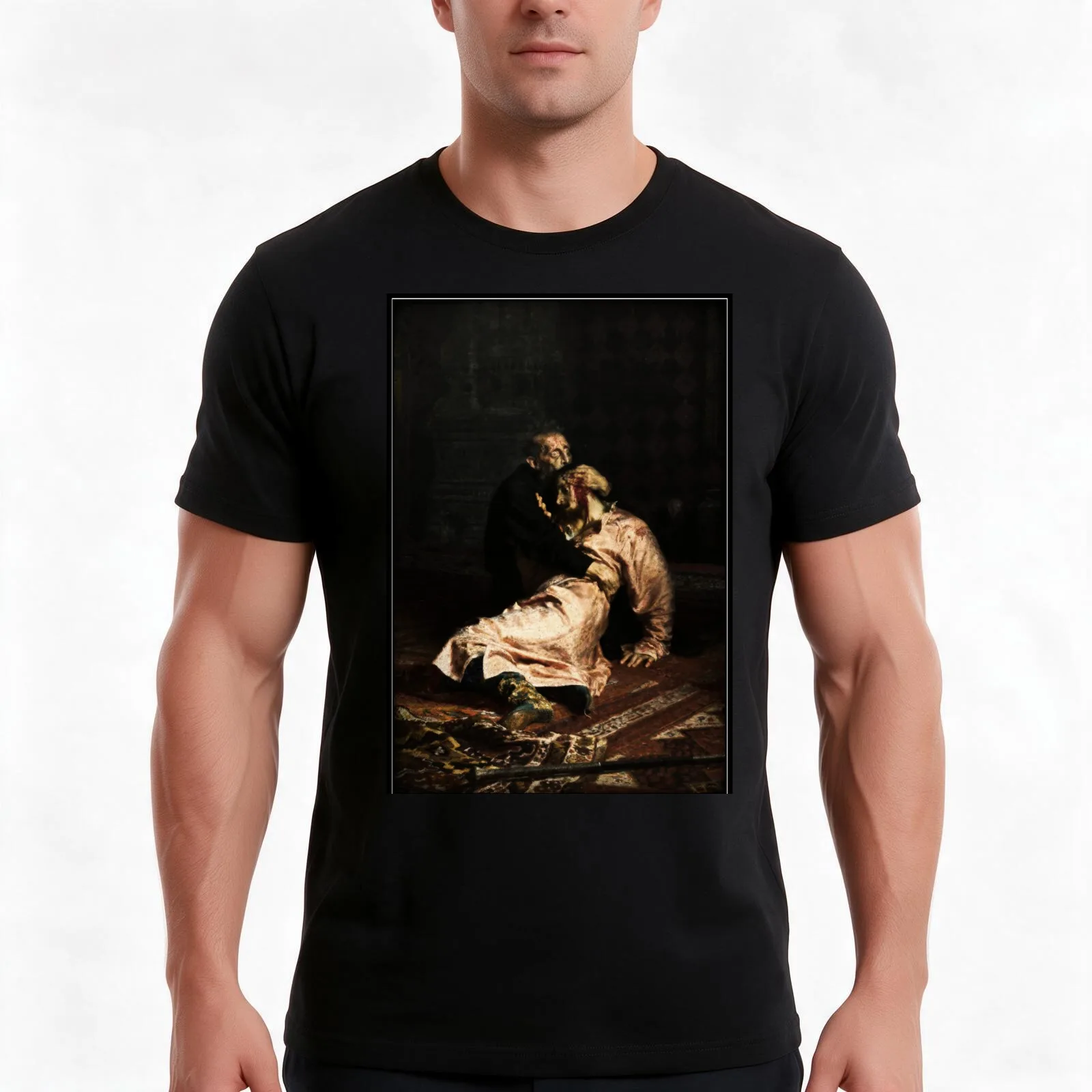 Ivan the Terrible and his son Ivan | Ilya Repin T-Shirt Summer Casual Cotton Tee Oversized Streetwear Tops Unisex Men Women