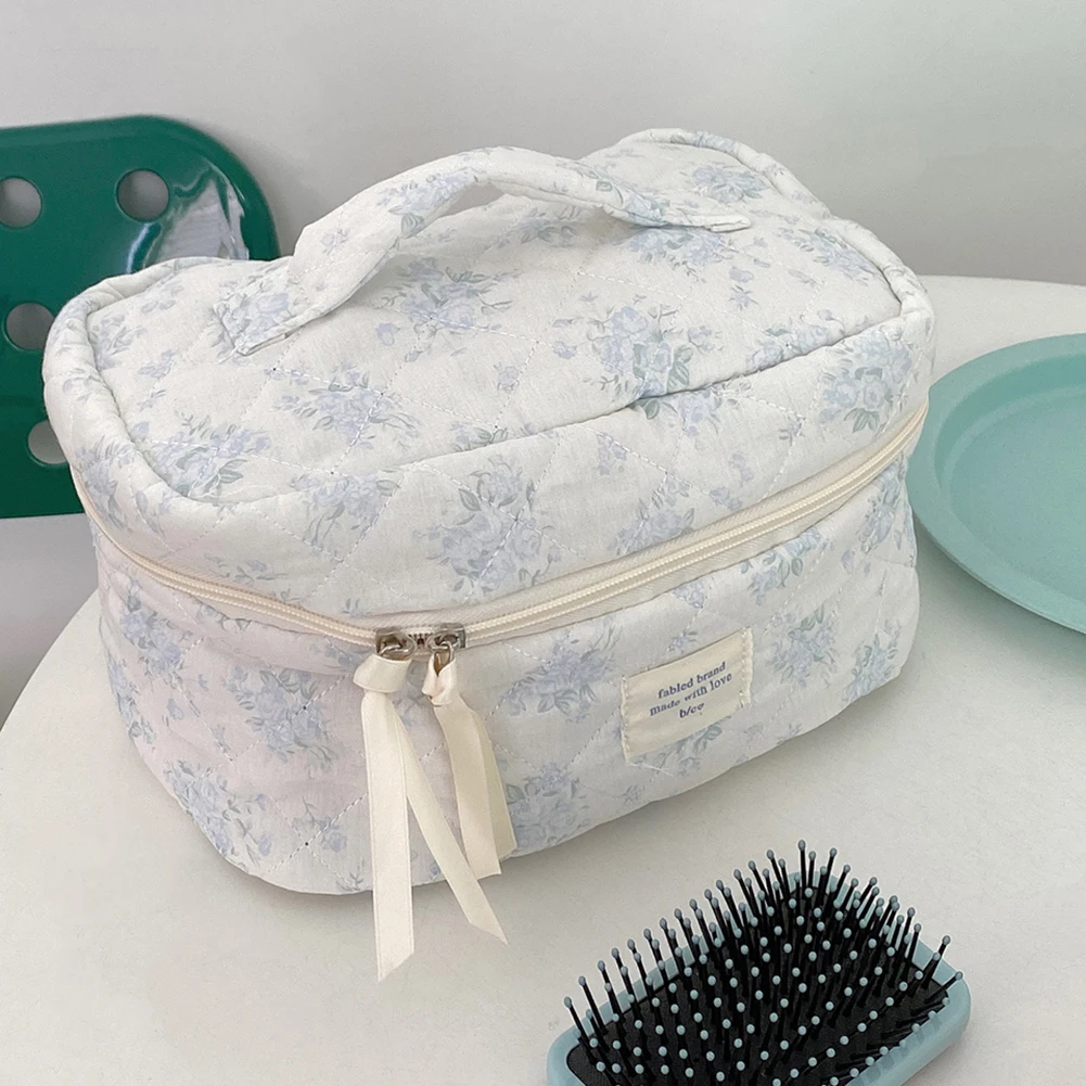 Borsa per il trucco trapuntata borsa per cosmetici da viaggio per donna custodia per cosmetici grande custodia per cosmetici portatile estetica