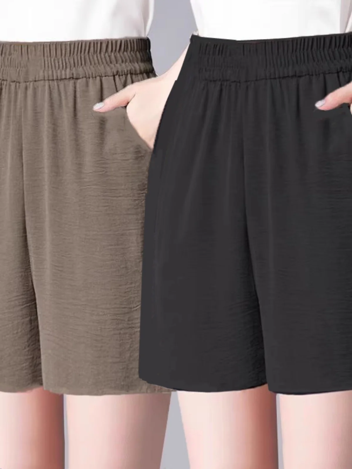 

Женские брюки из ледяного шелка и конопли, летние, 2025, новые, свободные, стройнящие, модные, тонкие, струящиеся, широкие, повседневные, с высокой талией, в корейском стиле