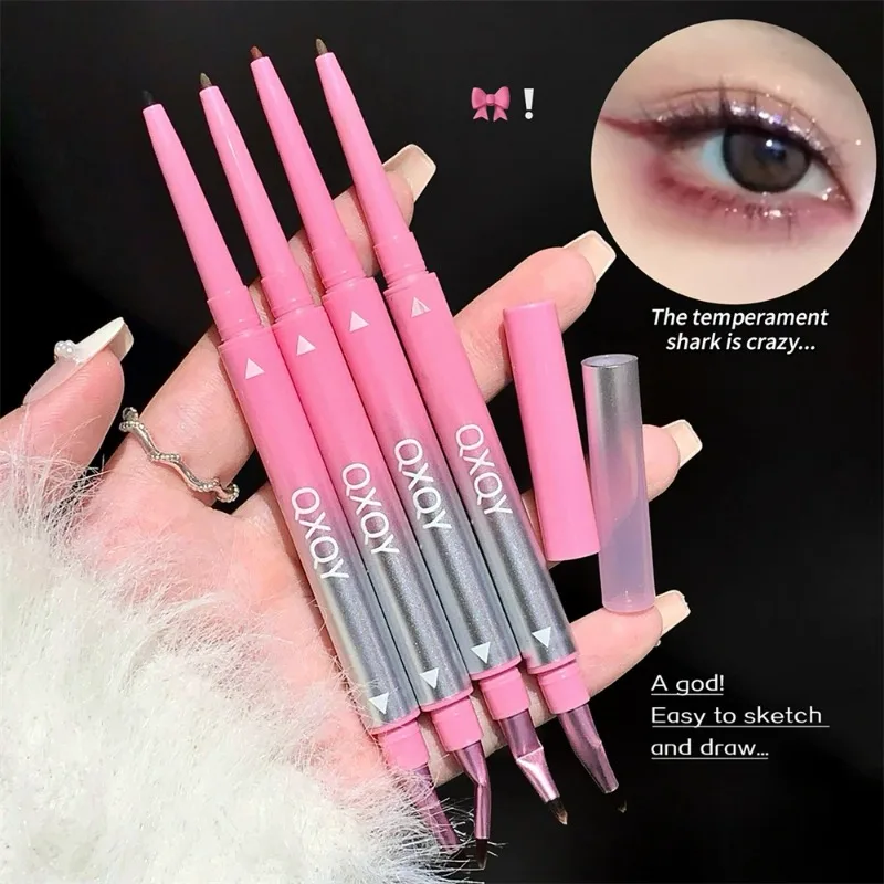 2-in-1 Punk Red Eyebrow Eyeliner GelPencil mit abgewinkelter Pinsel, wischfest, wasserfest, glatt, für Augenbrauen und liegende Seidenraupen-Augen-Make-up