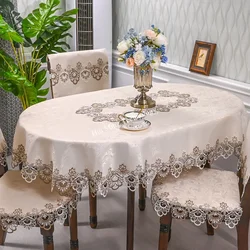Oval Table Cloth White Embroidered Fold Tea Juppe Dining Table Cover Tablecloth Home Lace Art Dust Cover Chair Cover