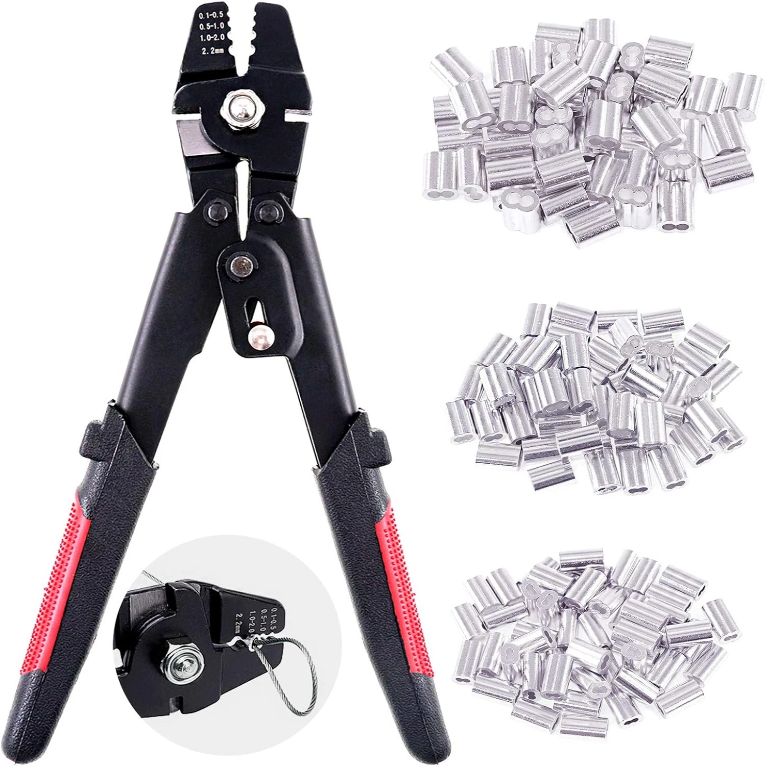 Superior Essential Professional Swpeet Wire Rope Swager Crimping Tool - Precision Fishing Crimping Operations - with 150Pcs High