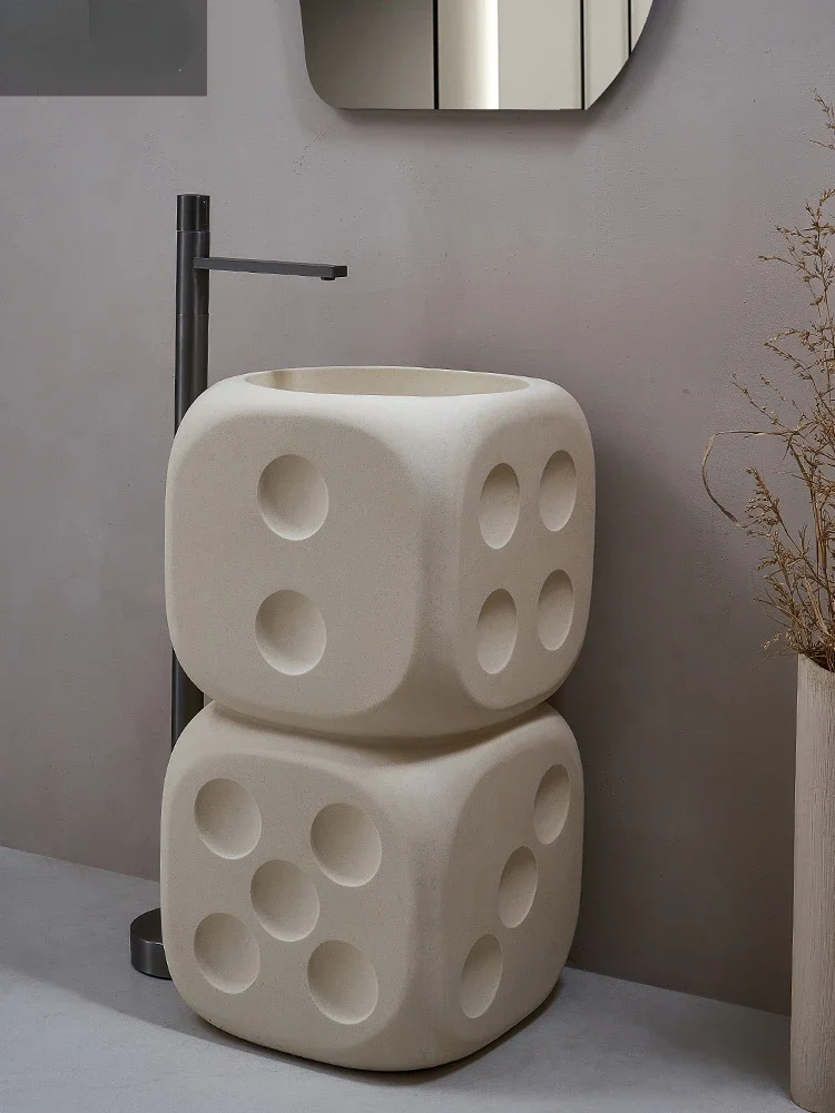 Dice personalized wash basin designer integrated floor-to-ceiling wash table creative art hotel pillar basin