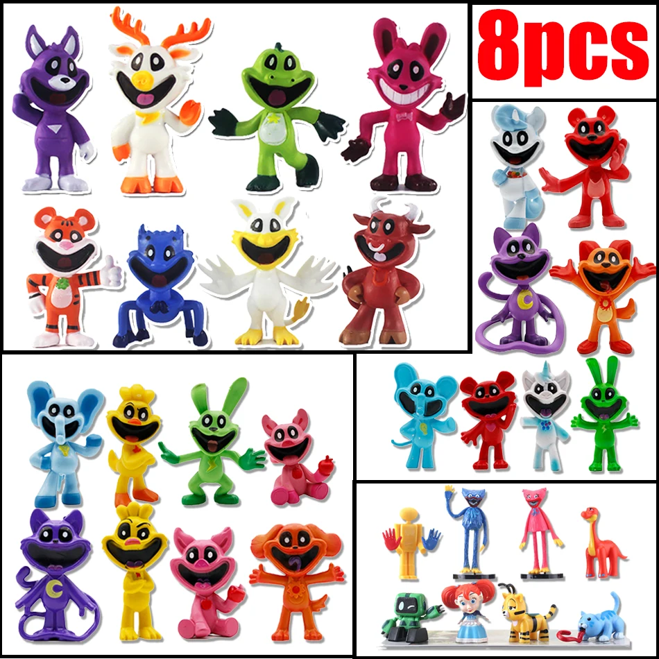 8Pcs 32Style Smiling Critters Action Figure Toy Cool Cute Anime Animal Toy Gift for Kid Children Boy Girl Fans Birthday Gifts