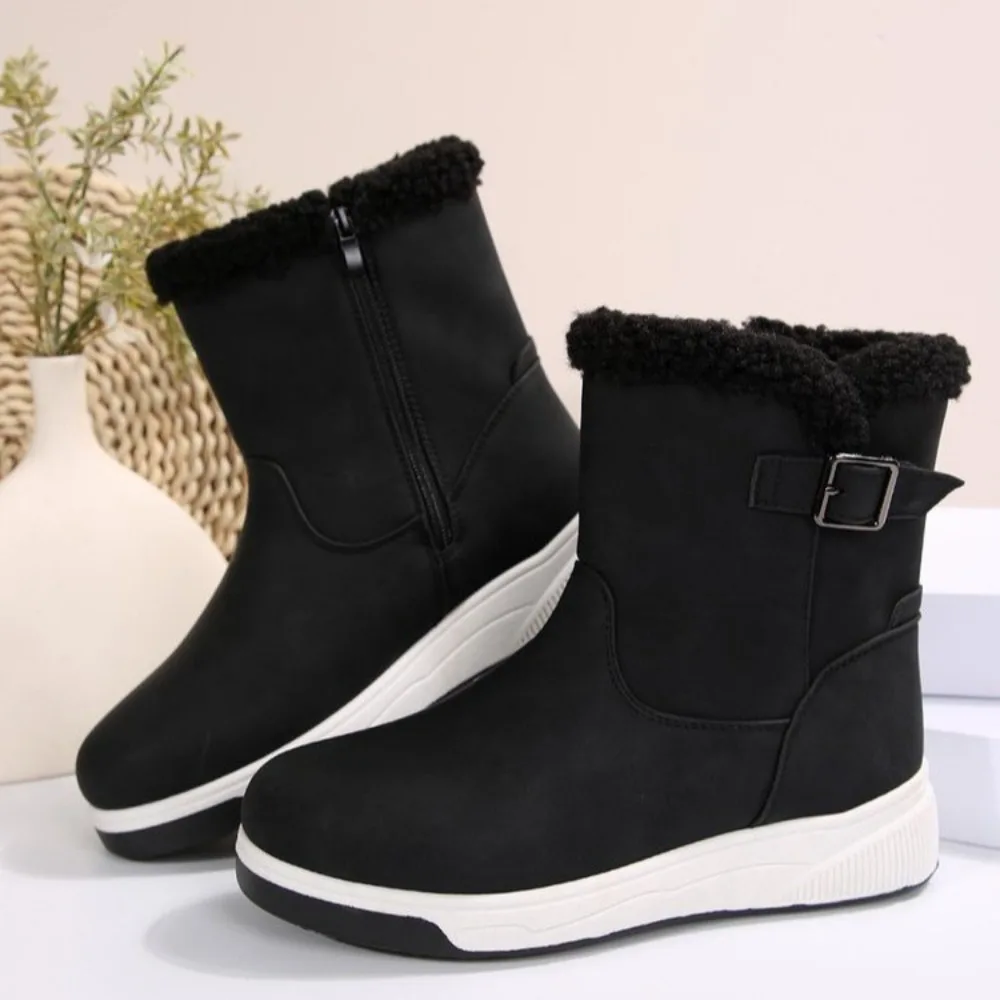 NEW Thick Plush Warm Snow Boots Women Waterproof Winter Woman Ankle Boots Pu Leather Cotton Padded Platform Shoes zapatos mujer