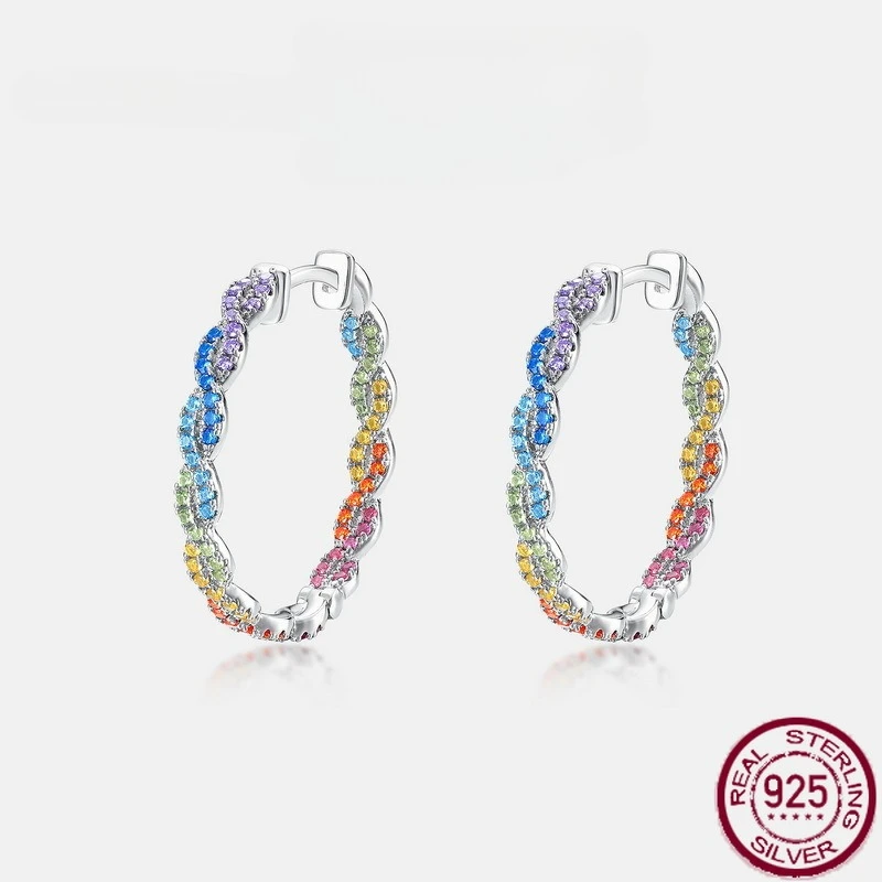 

Новый стерлингового серебра S925, жареное тесто, поворот радуги, дофамин, полный набор, красочный свет сокровищ, роскошные свадебные украшения