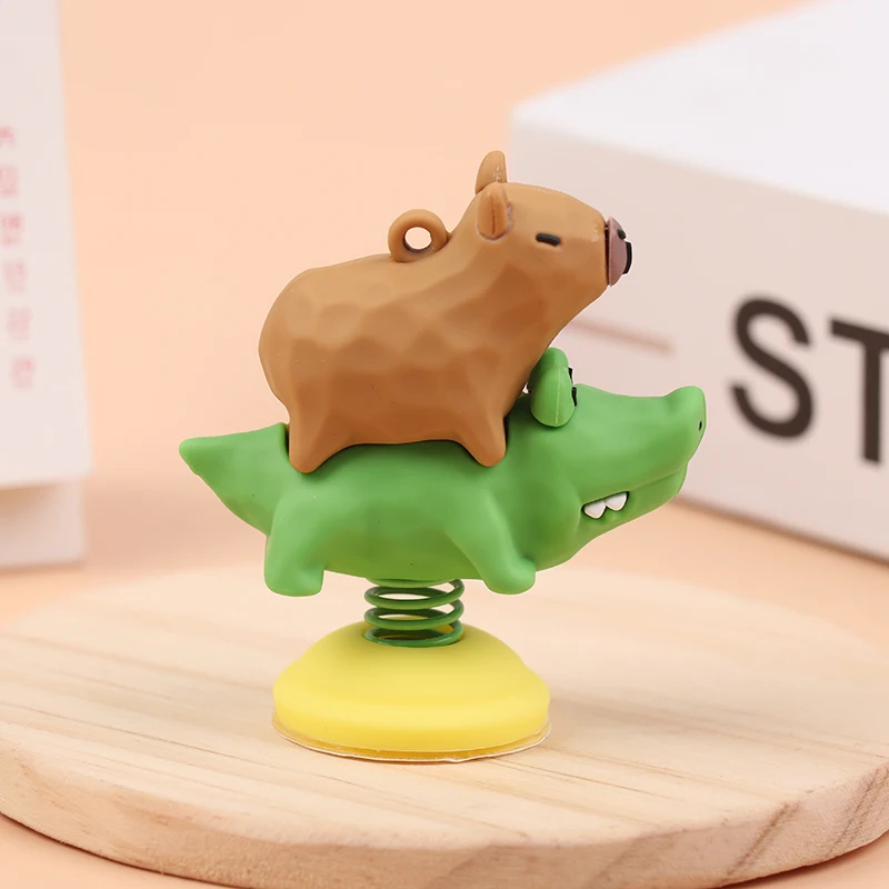 1Pc Cute Capybara Car Interior Decoration Creative Spring Capybara Shaking Head Dashboard Figurine Motocycle Hand Ornament