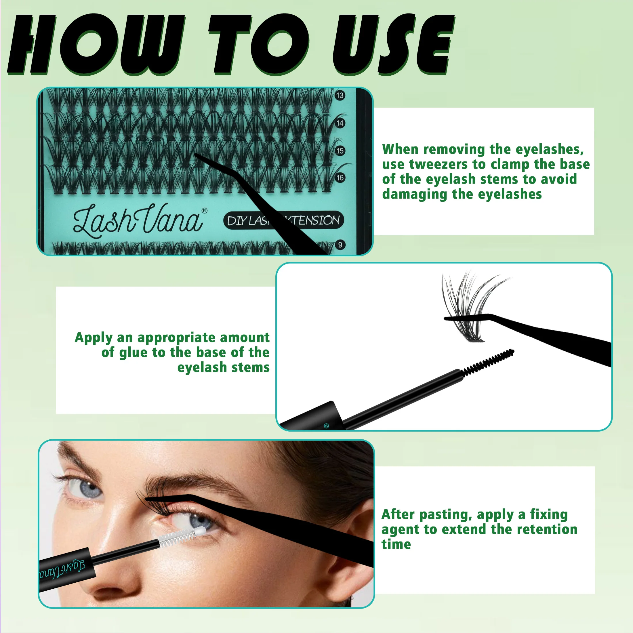 280本入りDIYまつげエクステキット 3040D 8-16mmまつげクラスター つけまつげ＆まつげメイクツール ボンド＆シール＆リムーバー