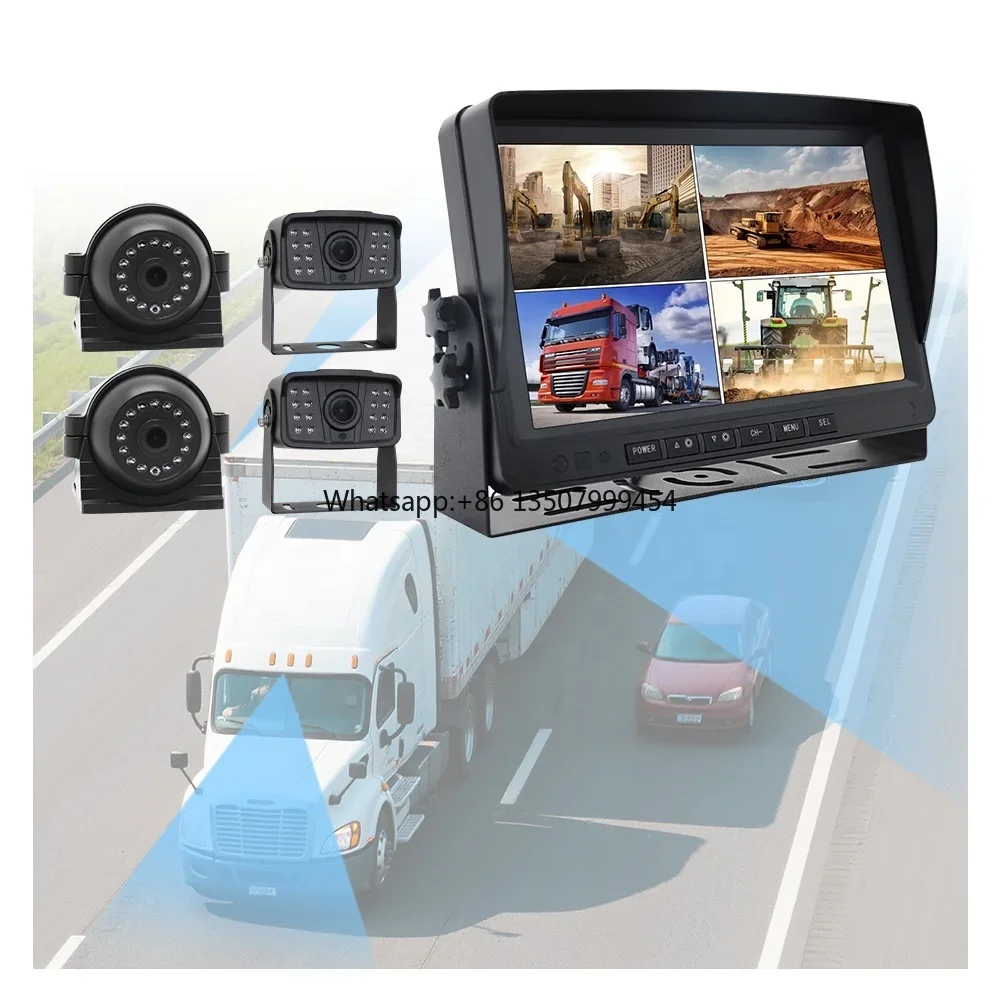 

Blind Spot Monitoring System 360 View Car Reversing Camera Kit 7 Inch DVR Monitor AHD Rear View Mirror 4 Channel for RV