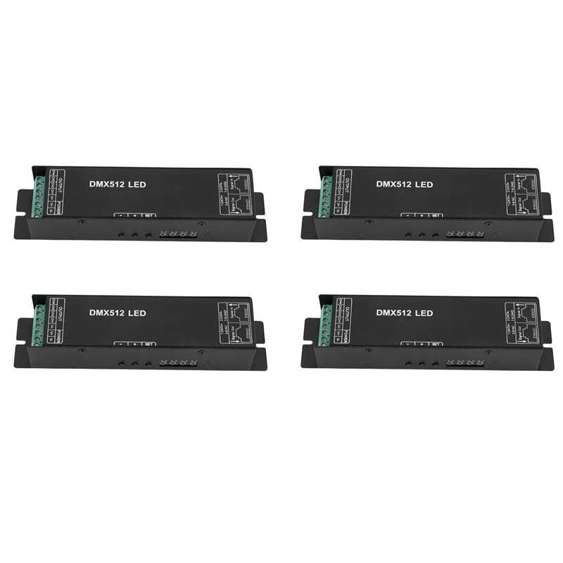 

4X Dmx 512 Digital Display Decoder,Dimming Driver Dmx512 Controller For LED Rgbw Tape Strip Light Rj45 Connection