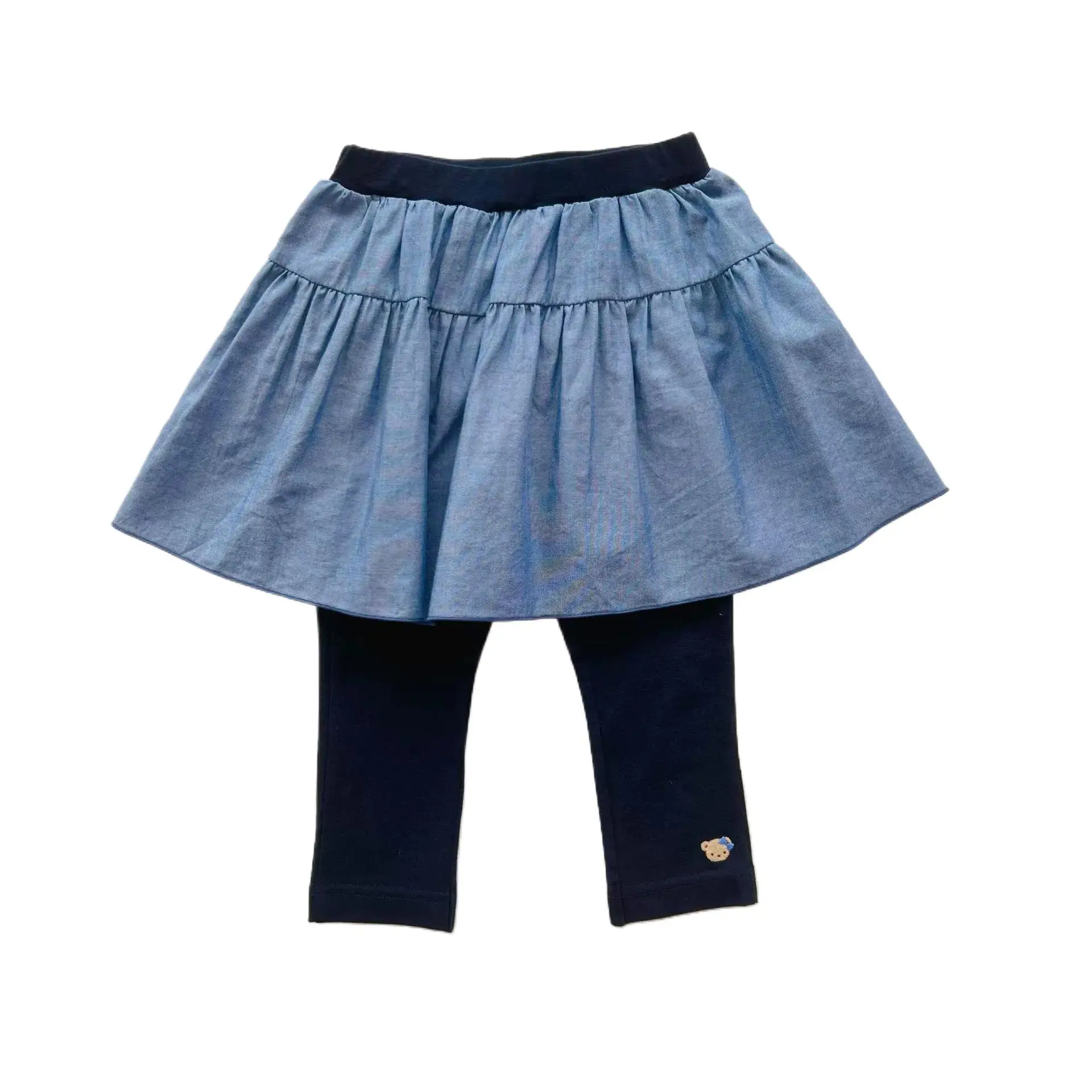 2026 Spring Autumn Girls Cute Bear Print Skirt Leggings Pants Embroidered Skirt Pants Ultra Soft Cotton Stretchy Tights