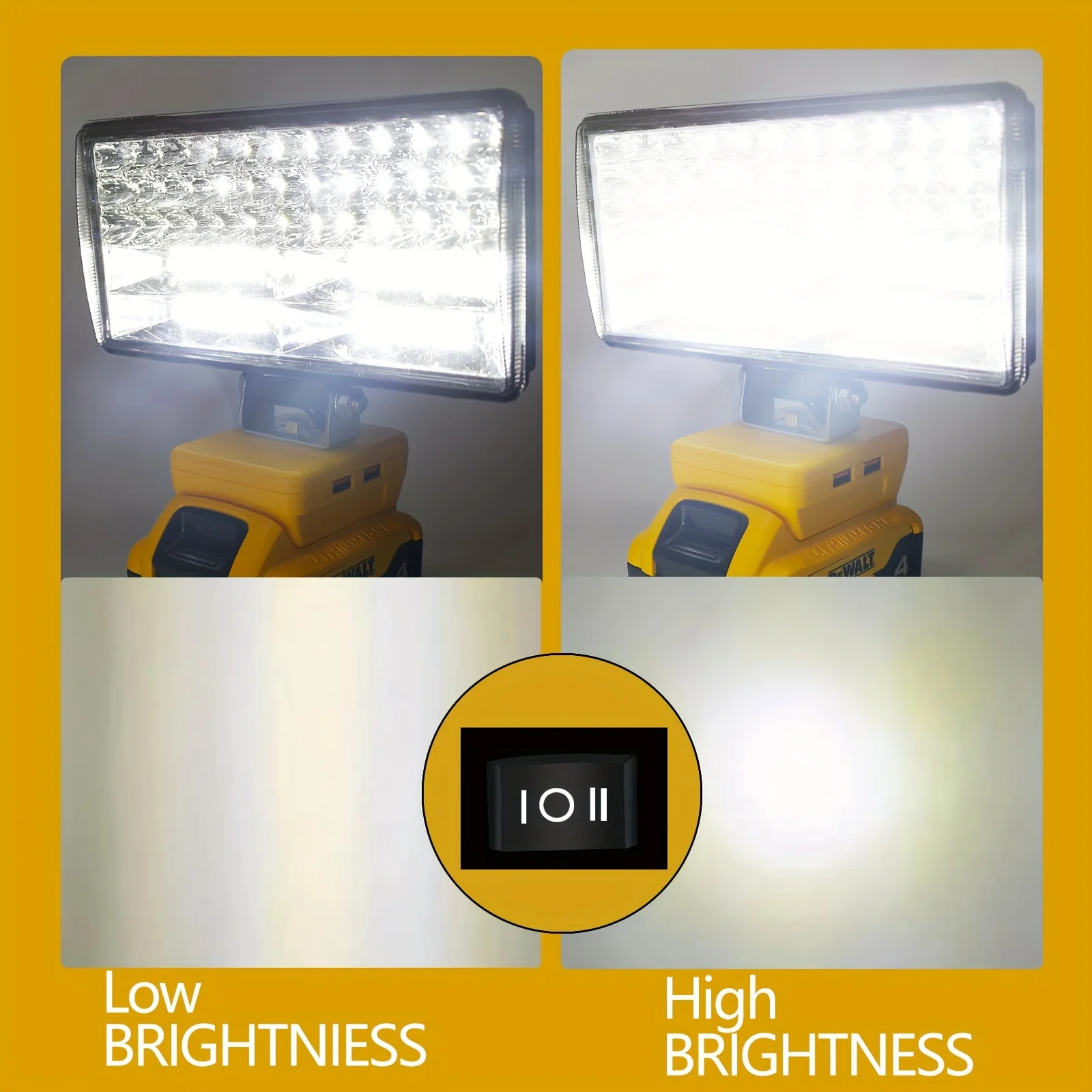 (No Batteries)Flood Work Light 84LED 5000LM for DeWalt LED 18V/20V/60V MAX Lithium Battery Light with Low Voltage Protection