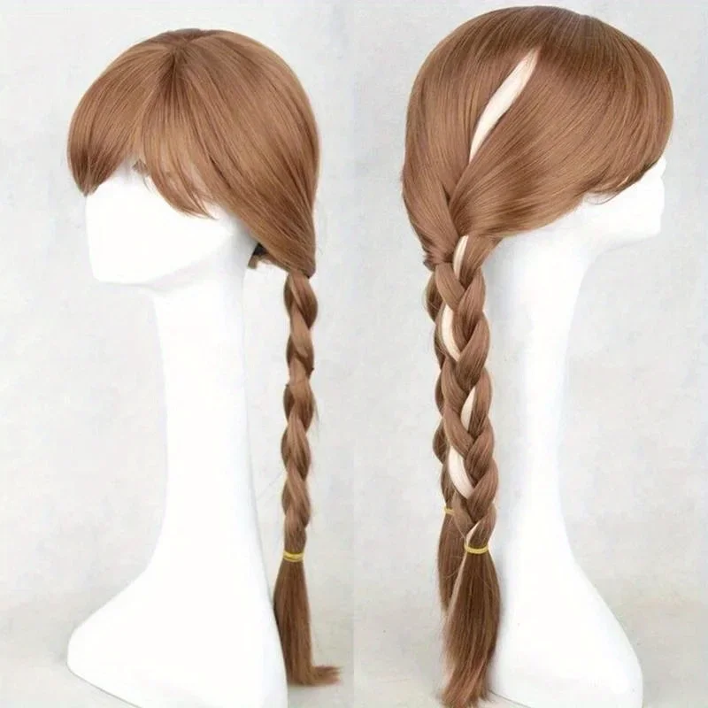 Women Princess Anna Wig Brown Braids  Halloween Party Synthetic Hair Women Grils Cosplay Wigs