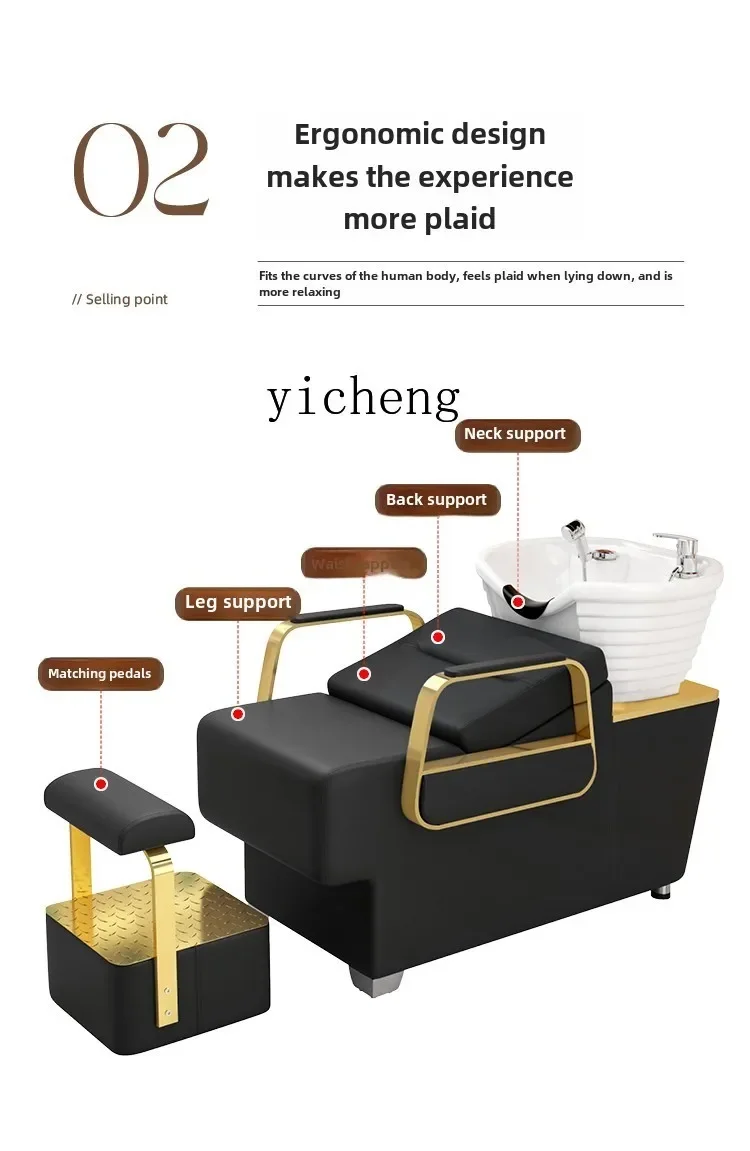 LYY Tiefes Keramikwaschbecken für Friseursalons mit integriertem Schnellheißwasserbereiter, speziell für Haarschnitte und Shampoo-Behandlungen, halbverstellbar