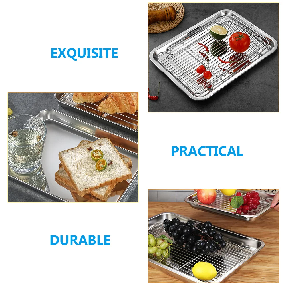 

1 set Stainless Steel Baking Plate Multi-Function Grill Tray Mesh Rack For Home Bbq Oven Camping Restaurant Kitchen Supplies