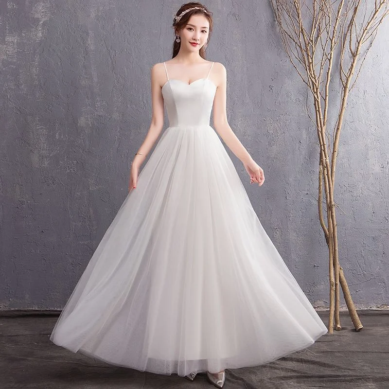 

Korean White Mesh Tull Civil Wedding Evening Dinner Debut Dress Gown 011