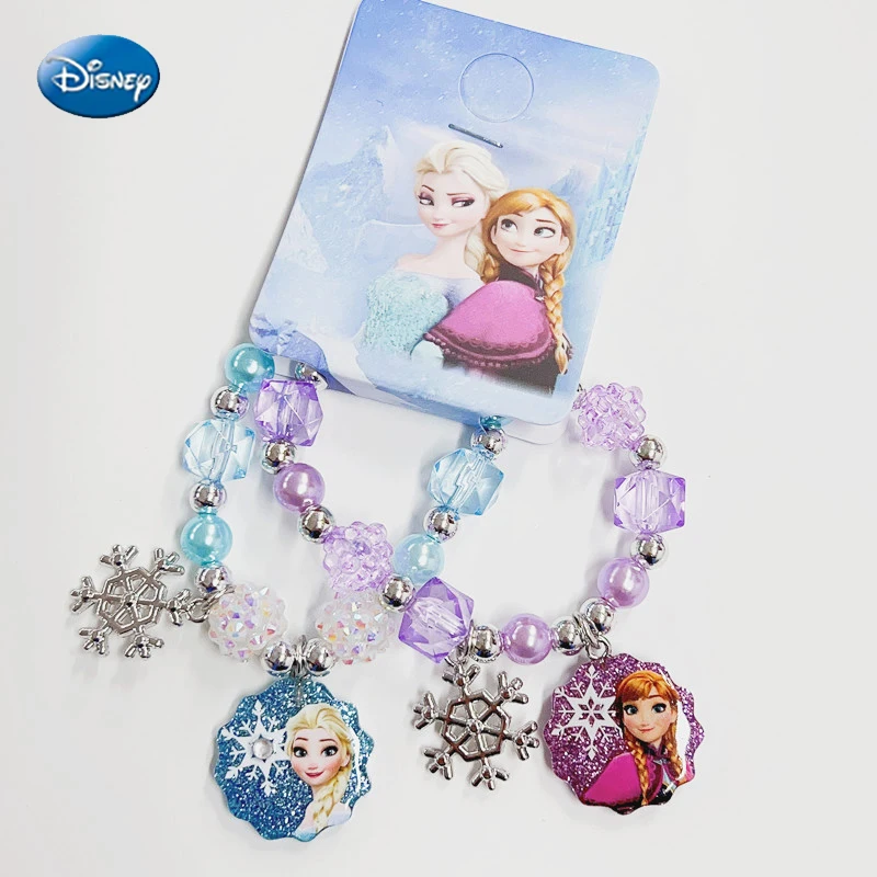 Anime Disney Girl Baby Bracelet Toy Kawaii Elsa Princess Children's Bracelet Accessories Bead Chain Set Party Bracelet Gift