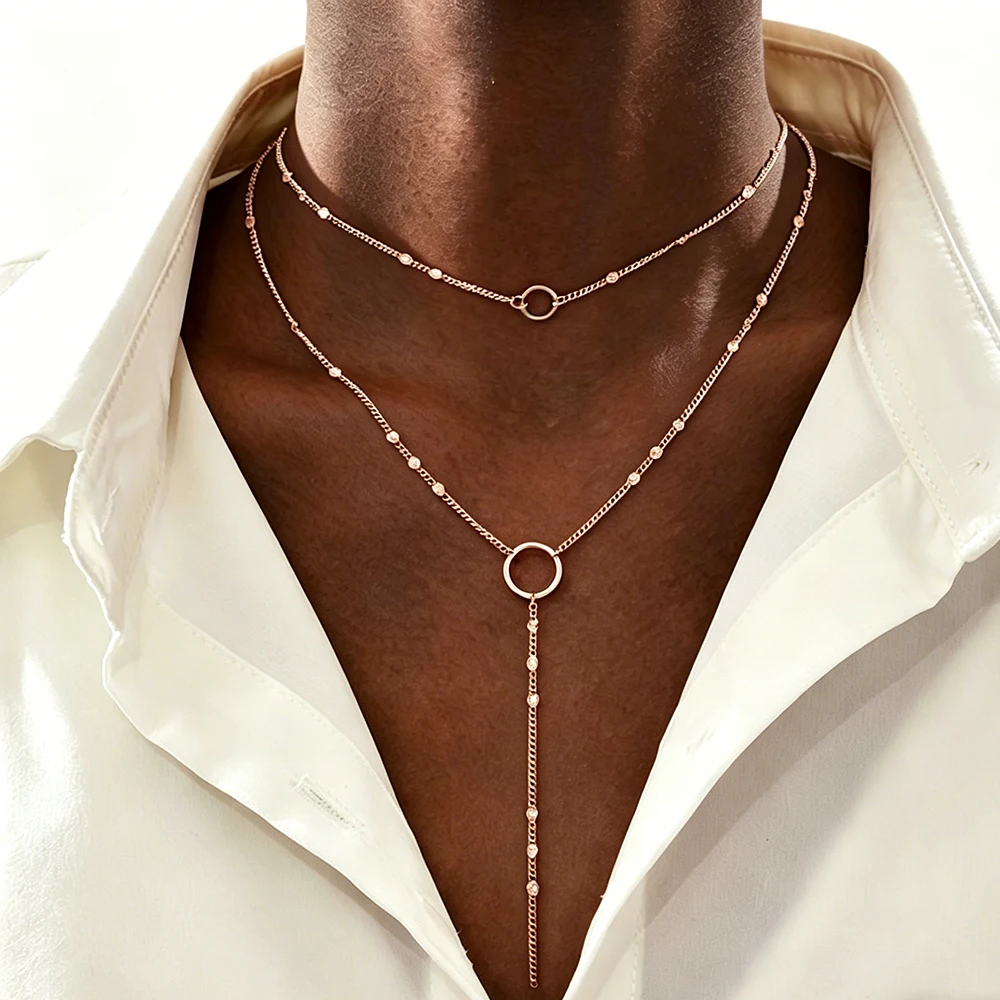 Minimalistische 14K vergoldete geometrische Y-förmige Zwei-in-Eins-Quasten-Halskette für Damen, geeignet für den täglichen Gebrauch und Dating, Schmuckgeschenk.