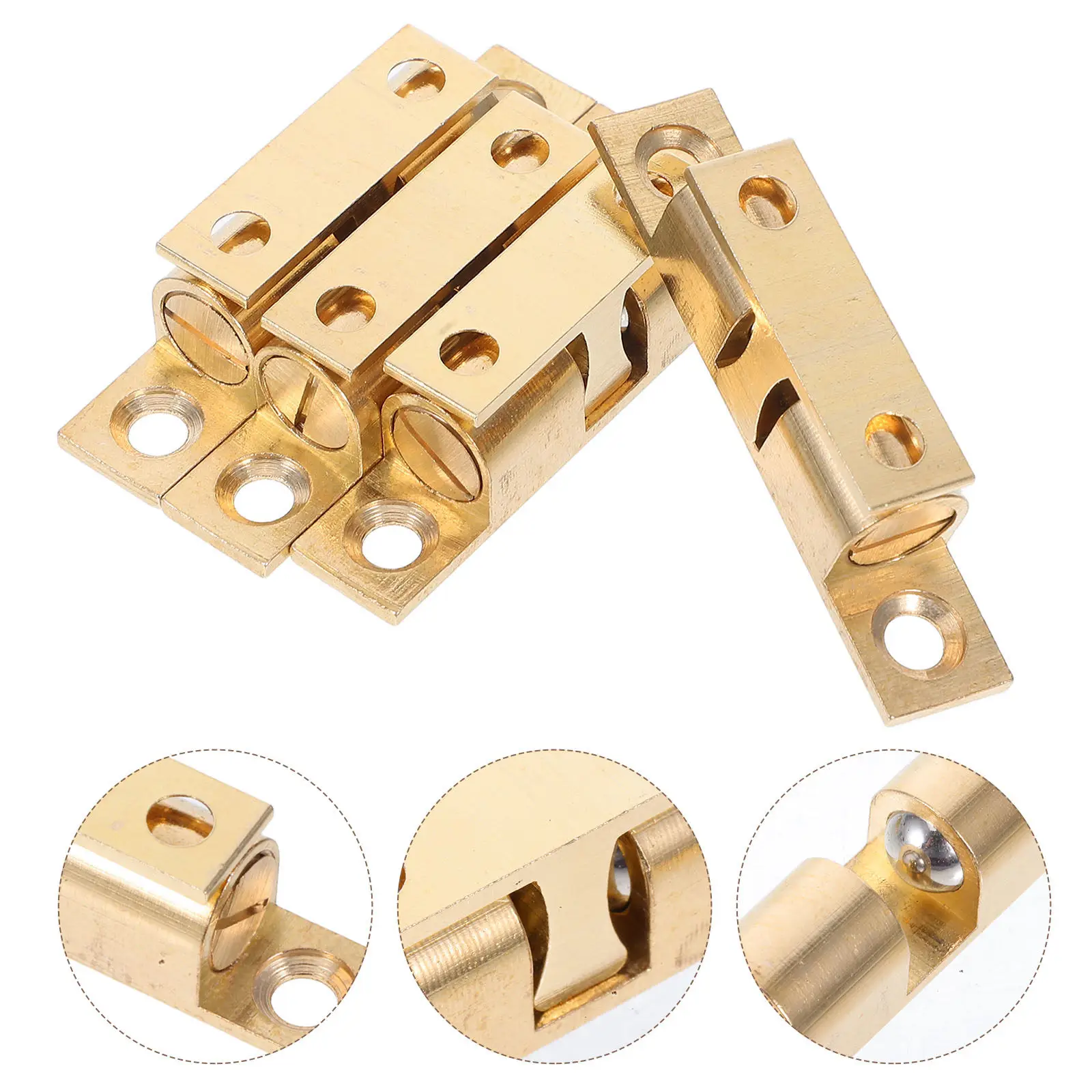 4Pcs Brass Adjustable Cabinet Door Catch Hardware Double Ball Tension Roller Latch for Wardrobe Bookcase Shoe Cabinet Furniture