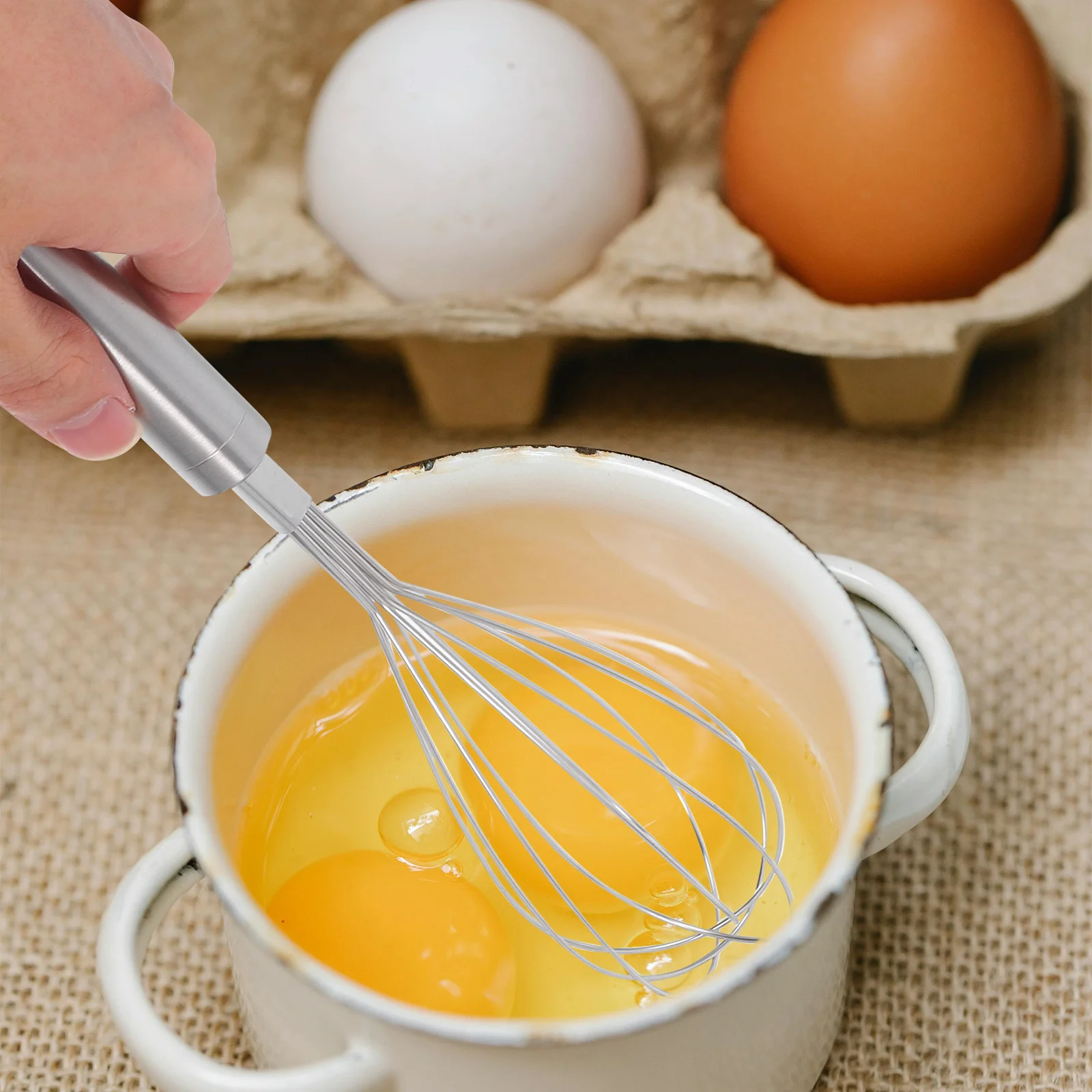 

4Pcs Manual Baking Whisk Set Stainless Steel Handheld Rotary Egg Beater Silicone Brush Spatula for Mixing Dough Cooking